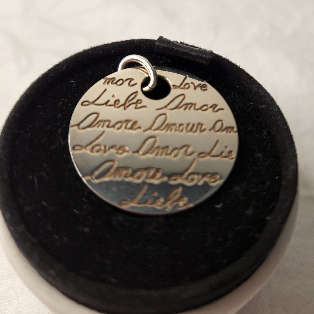 Sterlinv Silver Love Disk Pendant Language
